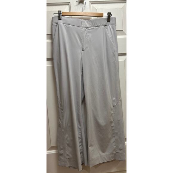 Athleta Tribeca Wide Leg Crop Pants Silver Grey Featherweight Stretch, Size 6 - Picture 1 of 8